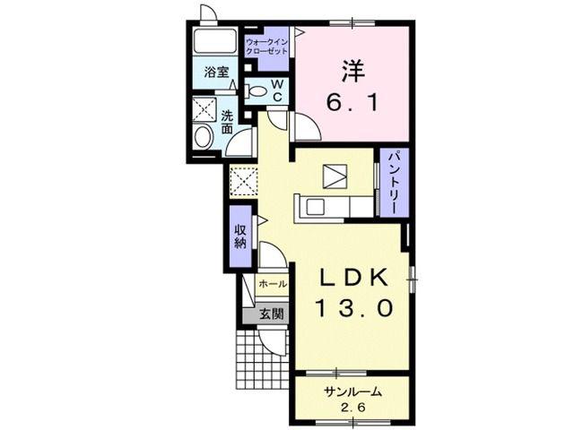 カラフル A(1LDK/1階)の間取り写真