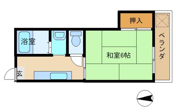 藤コーポ東(1K/2階)の間取り写真