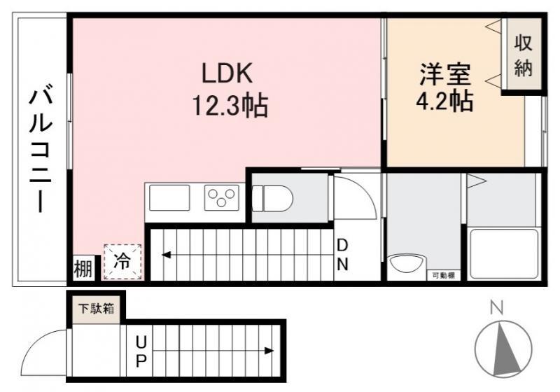 ヴェルグレイヴィア元山(1LDK/2階)の間取り写真