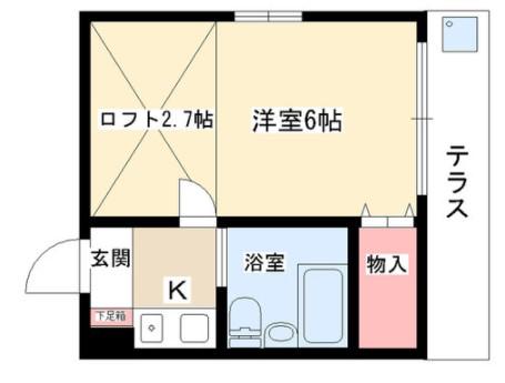 ハイツ上社(1K/2階)の間取り写真