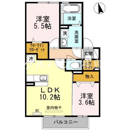 ウィンノーブルA棟(2LDK/1階)の間取り写真