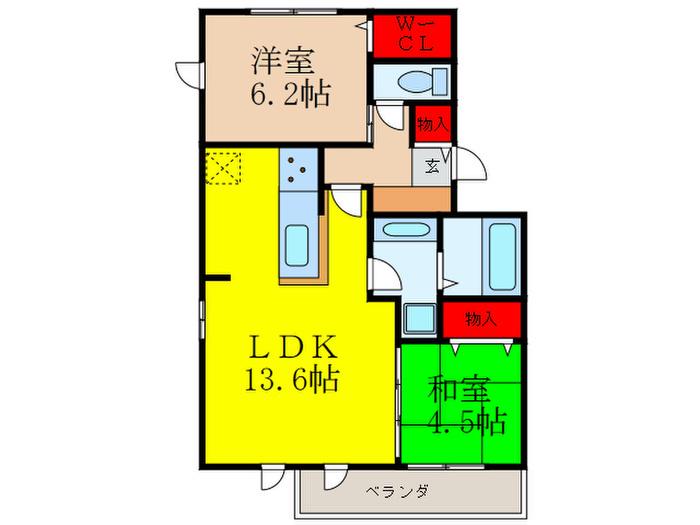 アップルリーフ(2LDK/3階)の間取り写真