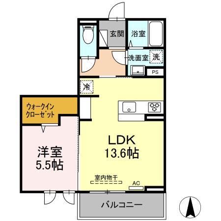 メゾン ド ウミライ元町(1LDK/2階)の間取り写真