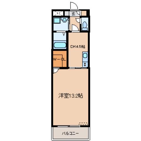 ウィングロード上北台(1DK/1階)の間取り写真