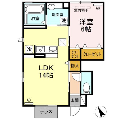ブリーゼII(1LDK/1階)の間取り写真