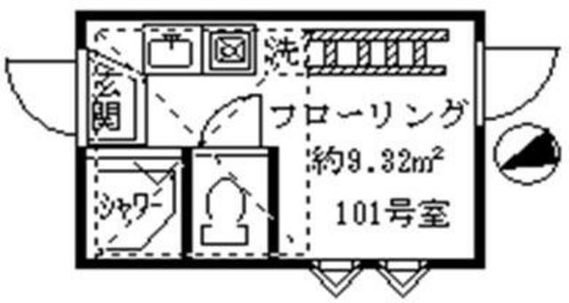 フェリスクラング(ワンルーム/1階)の間取り写真