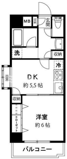 ルミエール大森(1DK/2階)の間取り写真