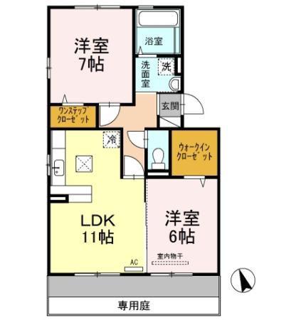 ロイヤル・メゾン B棟(2LDK/1階)の間取り写真