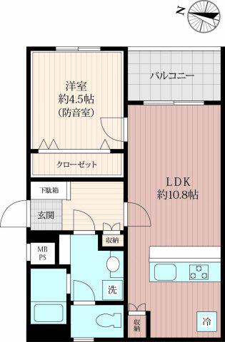 KONOMI十弐番館上鷺宮(1LDK/4階)の間取り写真