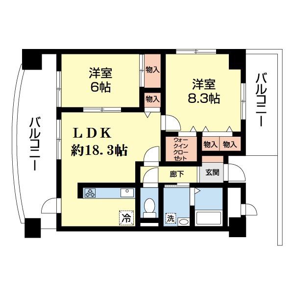 カーサ中百舌鳥(2LDK/7階)の間取り写真
