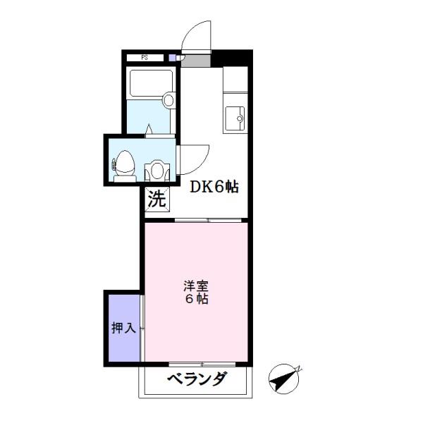 シルバーマンション(1DK/2階)の間取り写真