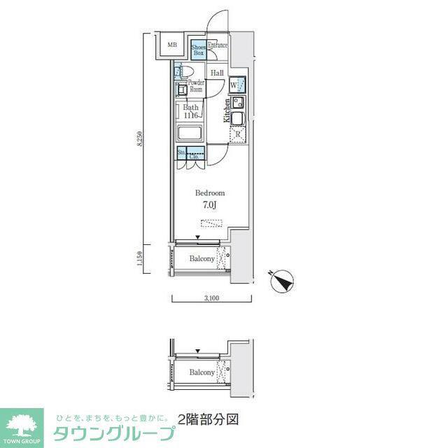 アジュールテラス日本橋浜町(1K/6階)の間取り写真
