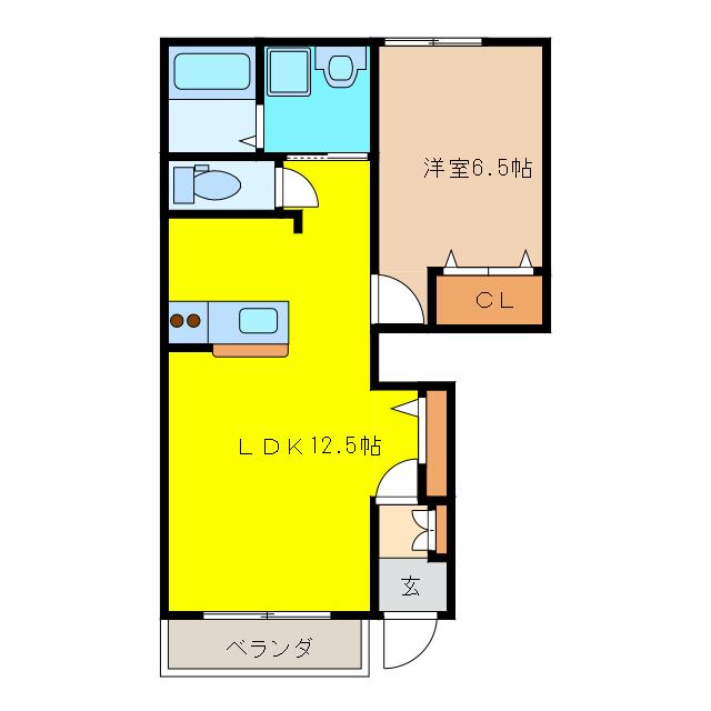 アムール(1LDK/1階)の間取り写真