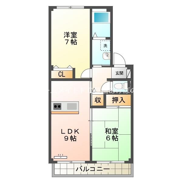 ストーク南牛川(2LDK/2階)の間取り写真