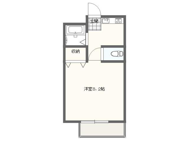 フォルサ茶屋ヶ坂(1K/2階)の間取り写真