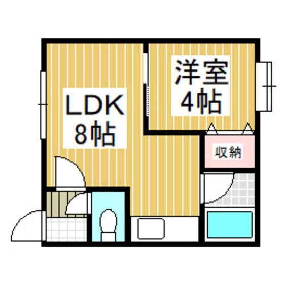 ノースアルカディア(1DK/2階)の間取り写真