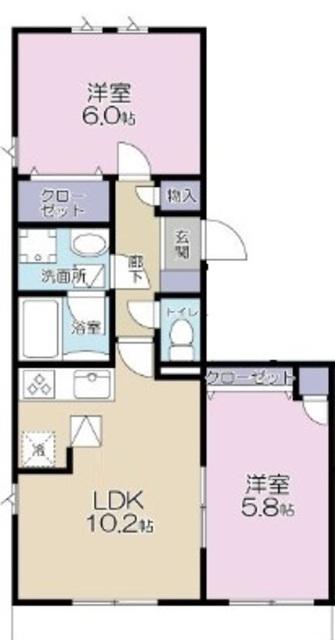 レグルス・イソラ(2LDK/1階)の間取り写真