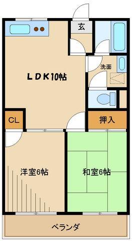 ファミールS&S(2LDK/4階)の間取り写真