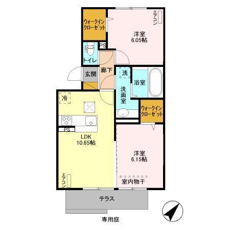 マノワール 青堀(2LDK/1階)の間取り写真