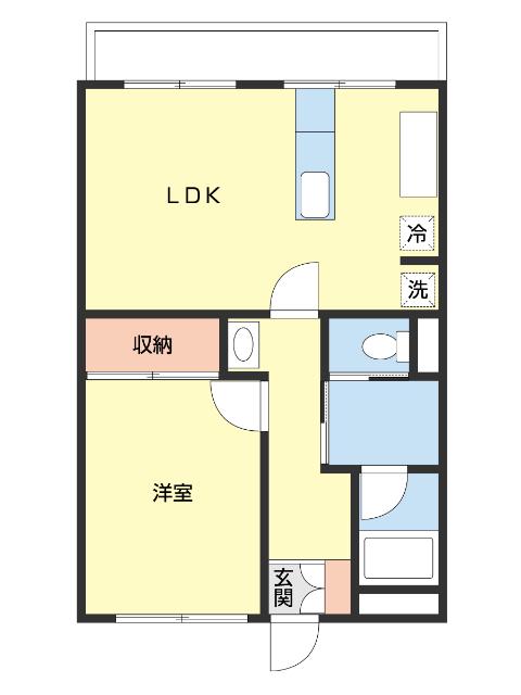 Nマンション(1LDK/3階)の間取り写真
