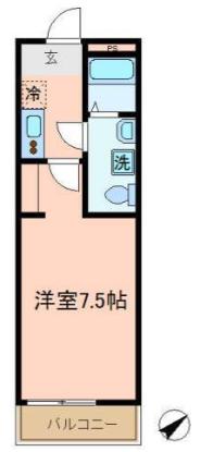 グランヒルズ岸谷(1K/3階)の間取り写真