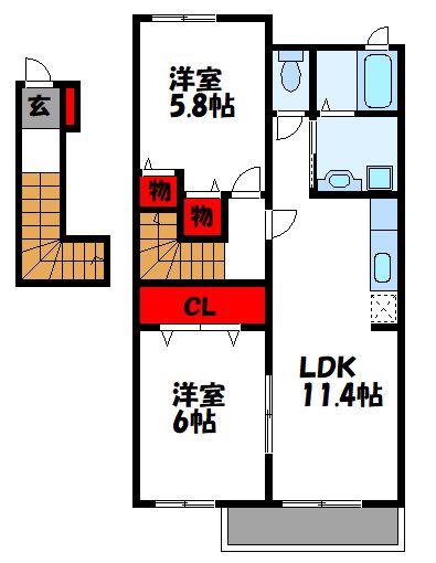 フェアリーライフII(2LDK/2階)の間取り写真