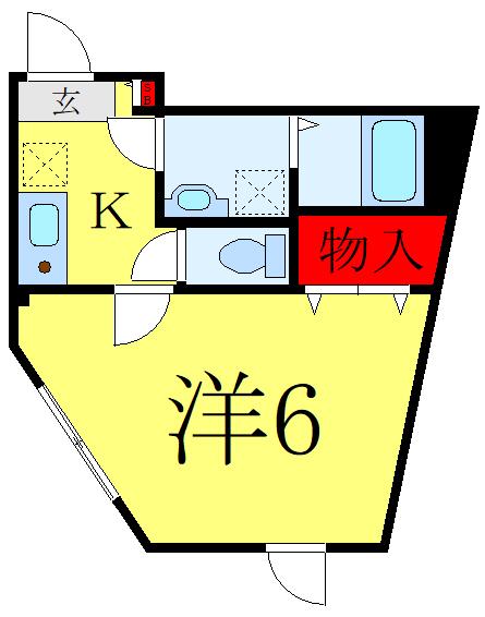 ル シェール青木A棟(1K/3階)の間取り写真