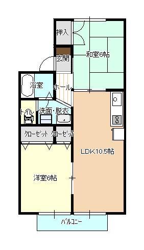 パークサイドうがわ(2LDK/2階)の間取り写真