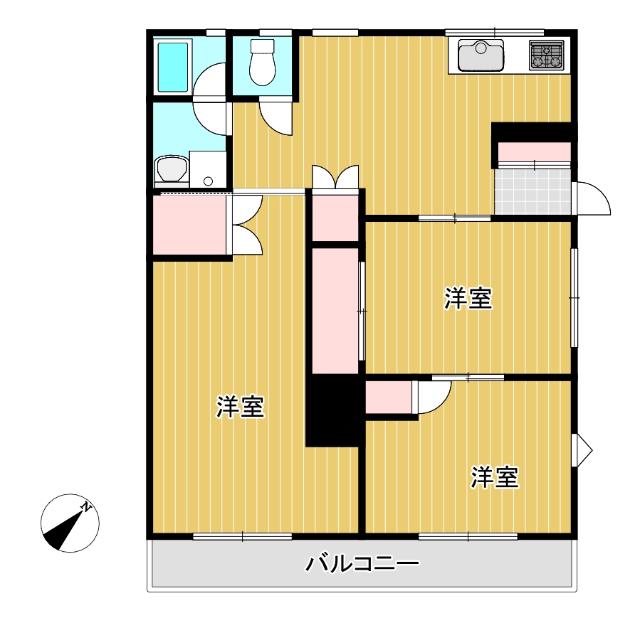 小美濃コーポ(3DK/1階)の間取り写真