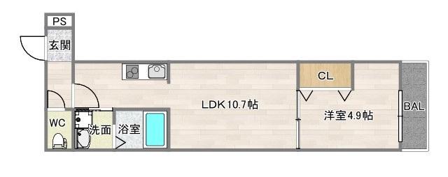 CHARM PARKSIDE I(1LDK/3階)の間取り写真