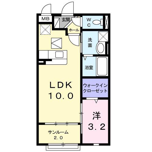 サンライズ(1LDK/1階)の間取り写真