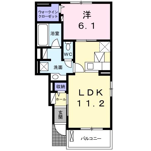 グランディアス.VI(1LDK/1階)の間取り写真
