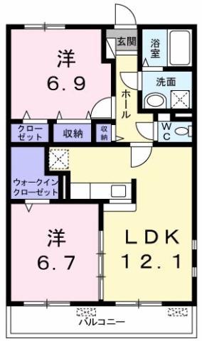 ブエナビスタ(2LDK/2階)の間取り写真