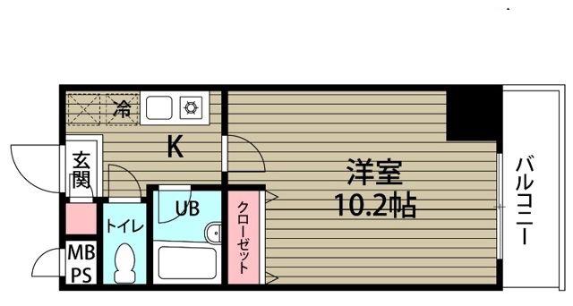 ダイヤマンション(1K/9階)の間取り写真