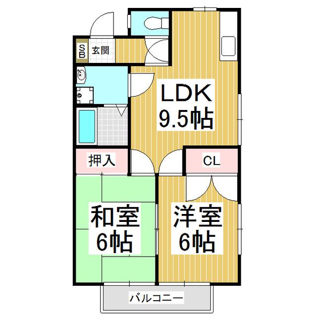 ピーコック(2DK/2階)の間取り写真