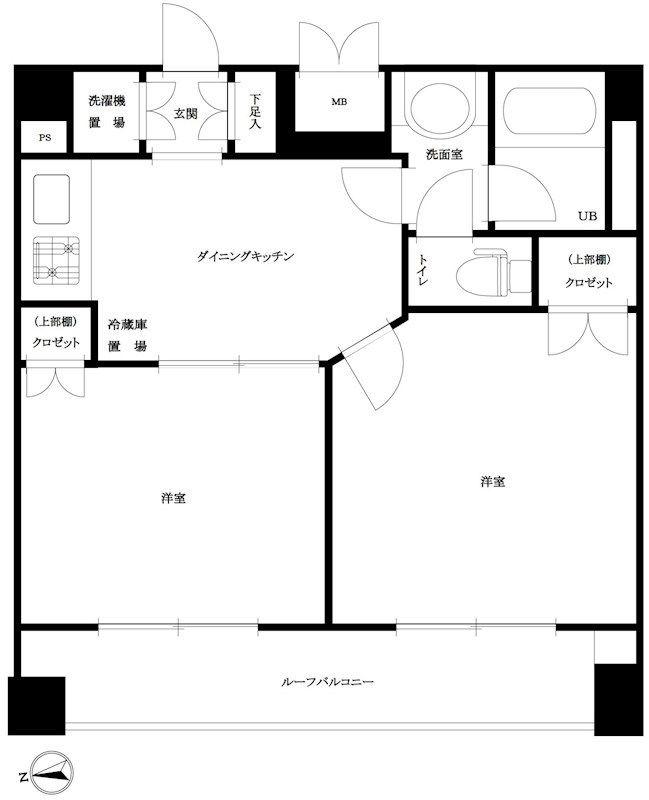 ルーブル高田馬場参番館(2DK/7階)の間取り写真