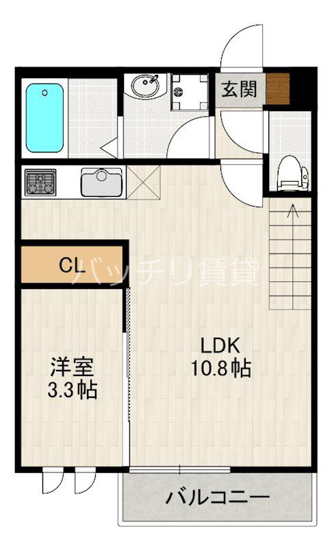 アンピオ吉塚参番館(1LDK/2階)の間取り写真