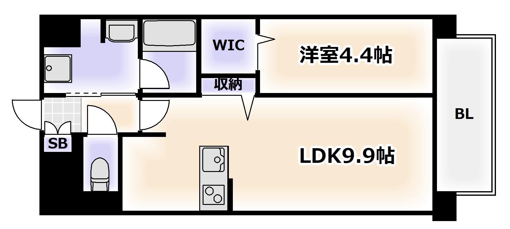 SUNNY PLACE(1LDK/8階)の間取り写真