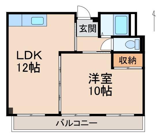 コーポラス小松原(1LDK/5階)の間取り写真