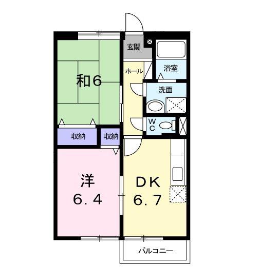 サンライズ I(2DK/2階)の間取り写真