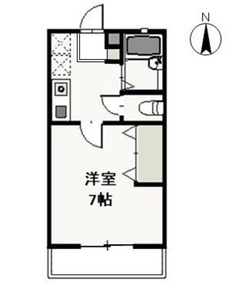 ピアチェーレB(1K/1階)の間取り写真