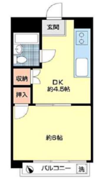 曳舟マンション(1DK/4階)の間取り写真