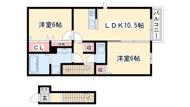 BENT GREEN(2LDK/2階)の間取り写真