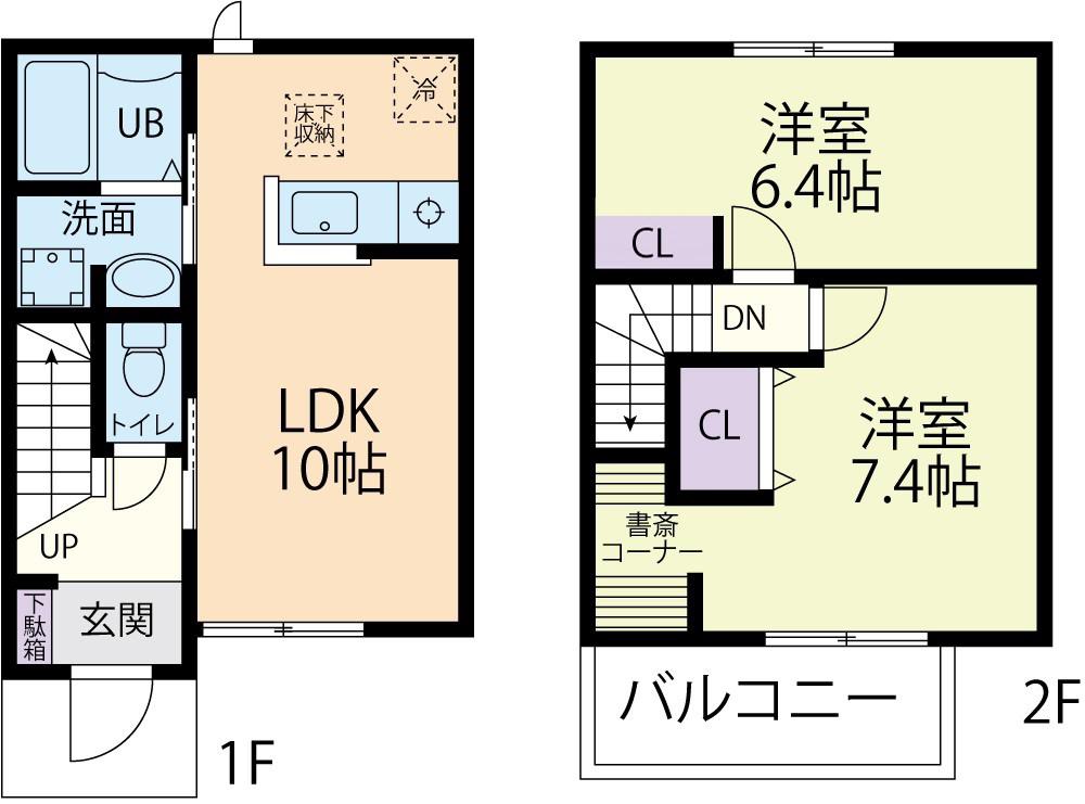 テラス富士見 C(2LDK/1階)の間取り写真
