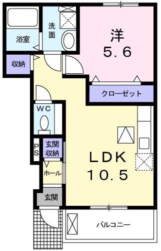 グリーンヒル朝霧(1LDK/1階)の間取り写真