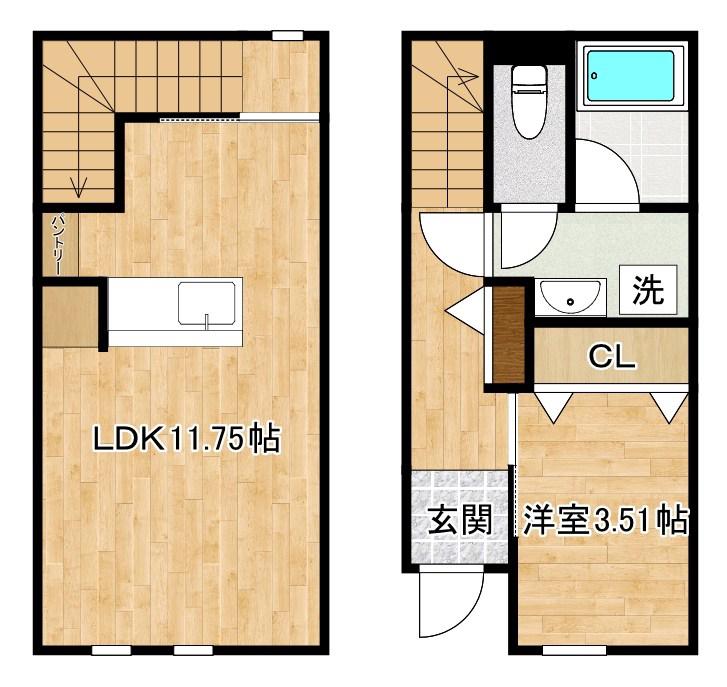 グラン若園(1LDK/2階)の間取り写真