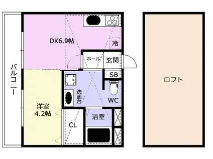 ADEAM上連雀(1DK/2階)の間取り写真