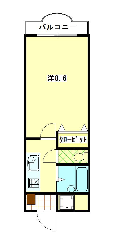 パティオス清水(1K/3階)の間取り写真