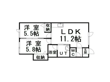 メゾンドU(2LDK/1階)の間取り写真