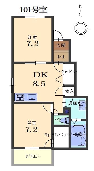ファミーユ千本(2DK/1階)の間取り写真